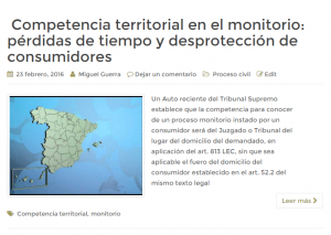 Competencia territorial en monitorio para consumidores
