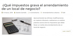 Impuestos arrendamiento de local de negocio