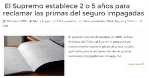 Prescripción de primas de seguro impagadas